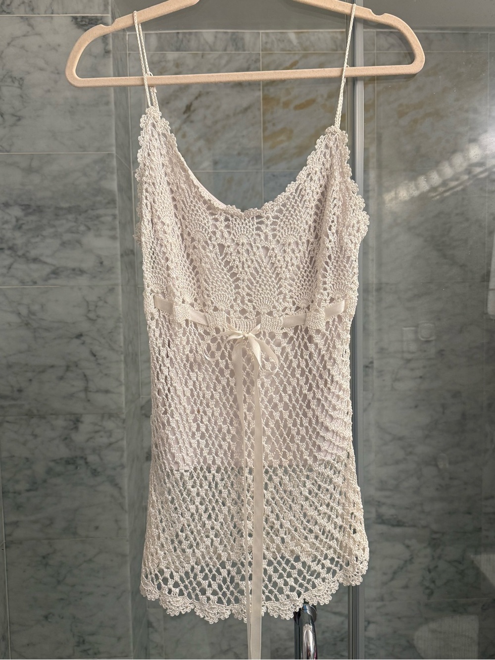 Betsey Johnson White Crochet Tie-Front Top